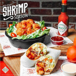 Off the Hook's spring promotion, featuring Tabasco sauce and Gulf shrimp