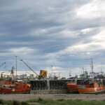 A series of fishing boats in Argentina