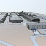 A rendering of Samherji's planned land-based salmon-farming facility