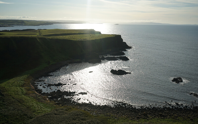 An aerial shot of the Irish coastline