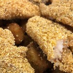 A pile of breaded catfish strips