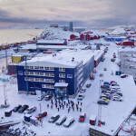 An aerial photo of a Royal Greenland facility