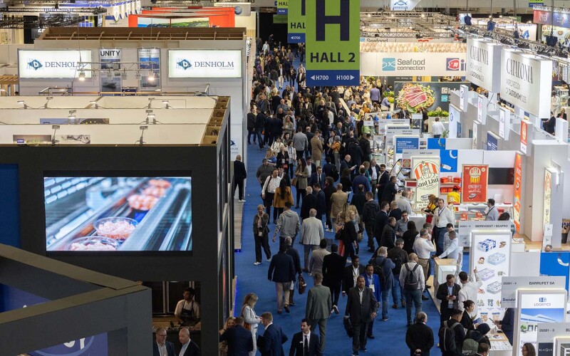 An aerial view of the show floor at Seafood Expo Global/Seafood Processing Global