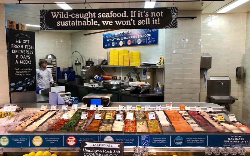 A seafood section inside a U.K.-based market