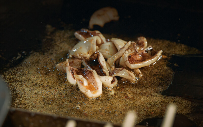 Squid being grilled