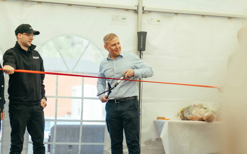 Mowi CEO Ivan Vindheim opened a new post-smolt facility at the company's farm in Haukå