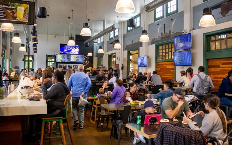 The interior of a restaurant in San Diego, California, U.S.A.
