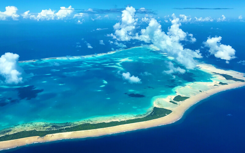 An aerial shot of the Marshall Islands