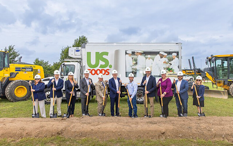 US Foods employees breaking ground on the firm's Texas expansion