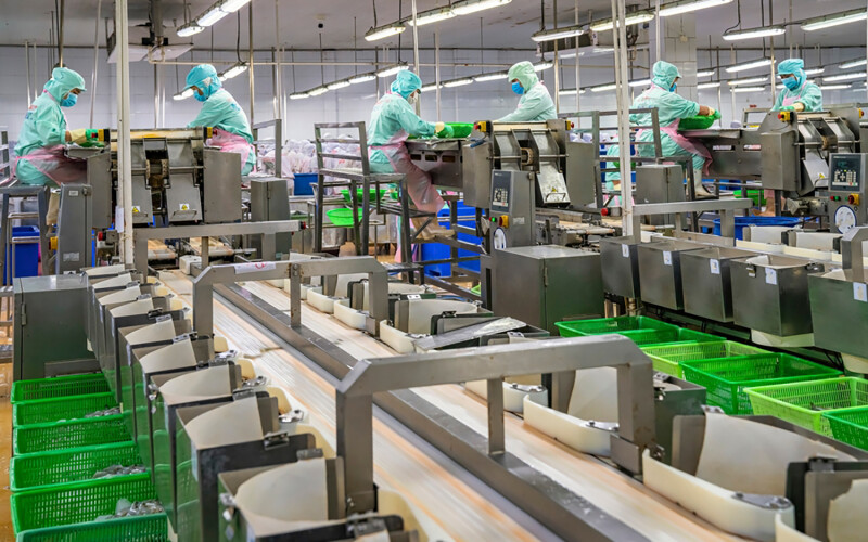 A shrimp-processing factory in Vietnam