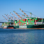 Container ship Evergreen approaching the Port of Los Angeles