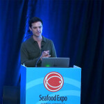 Ocean Strategies Principal Brett Veerhusen presenting during the panel "The Seafood Supply Web: How Workforce Development, Infrastructure Resilience & Waterfront Access Can Ensure a Future"