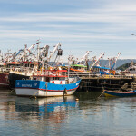 Fishing boats off the harbor in Valdivia, Chile
