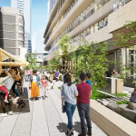 Renderings of the NEWoMan Takanawa shopping mall in Tokyo