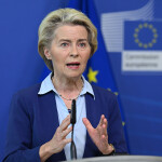 European Commission President Ursula von der Leyen at a press conference