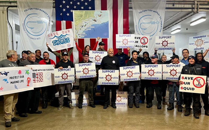 The Fulton Fish Market Cooperative at the rally