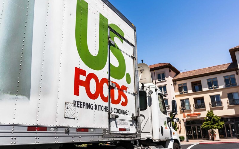 A US Foods truck making a delivery in Santa Clara, California, U.S.A.