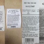 Four labels for recalled items from Albertsons and Jewel-Osco retailers