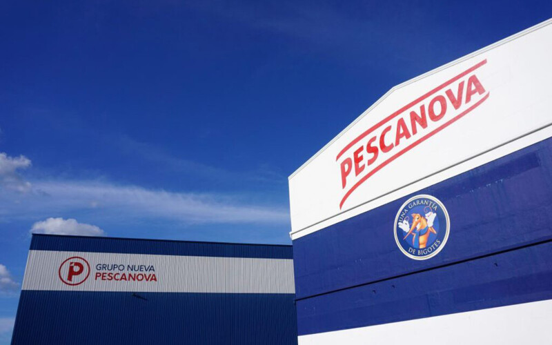 Two blue buildings owned by Nueva Pescanova