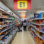A discount aisle in a U.K. grocery store