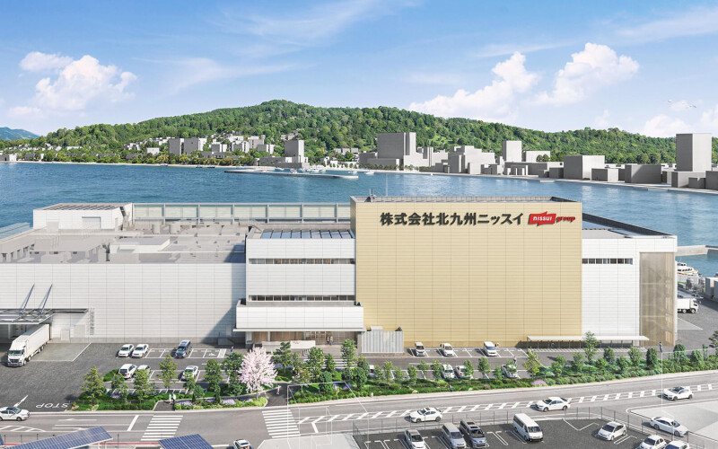 A rendering of Nissui's planned fish processing facility in Kitakyushu City