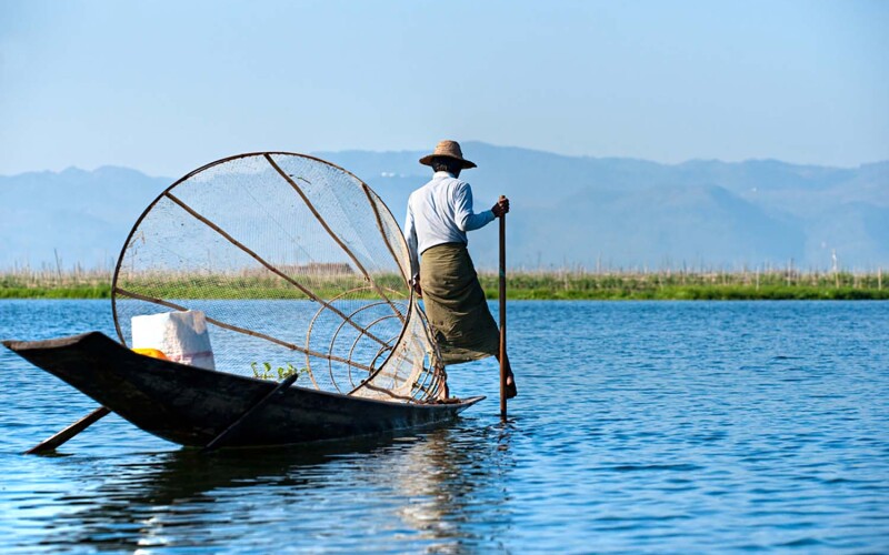 A fisherman on Inle Lake, Myanmar