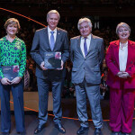Chilean presidential candidates, as well as SalmonChile President Arturo Clément, at the 2025 Salmon Summit