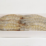 A box of Ecuadorian head-on, shell-on shrimp