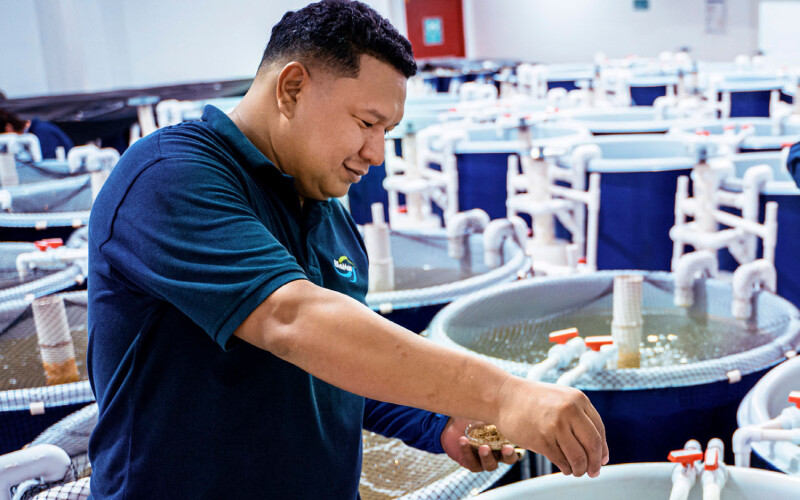 A BioMar employee
