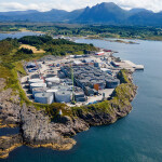 An aerial view of Salmon Evolution's land-based salmon farm