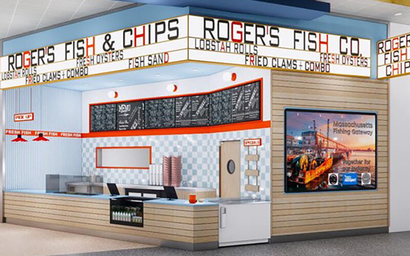 Concept art for the new Roger's Fish & Chips eatery at Boston Logan International Airport