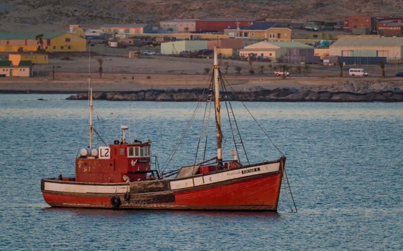 A fishing boat off of Luderitz, Namibia