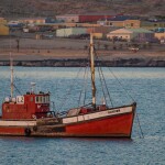 A fishing boat off of Luderitz, Namibia