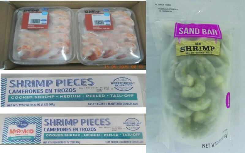 Product photos for shrimp being recalled