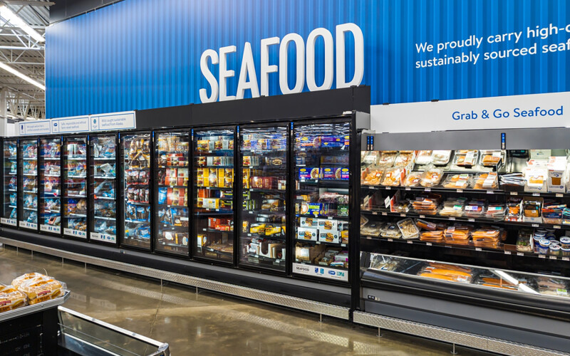 The seafood department at a Walmart in Apex, North Carolina, U.S.A.