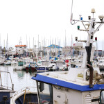 Fishing vessels docked at the port of Boulogne-sur-Mer, France