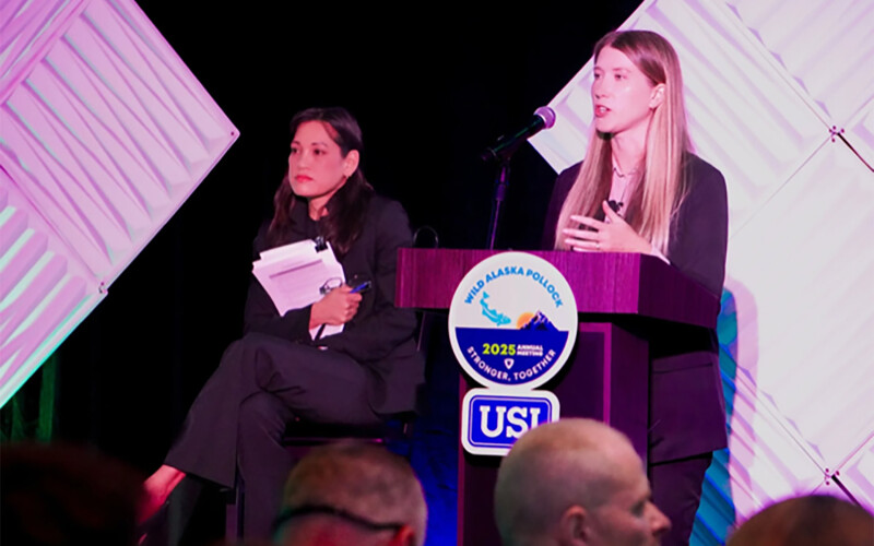 Northern Economics Economist Melissa Errend presenting at the 2025 Association of Genuine Alaska Pollock Producers’ (GAPP) annual meeting