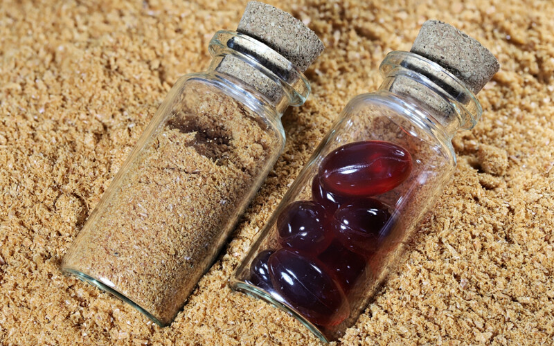 Fishmeal and fish oil in vials