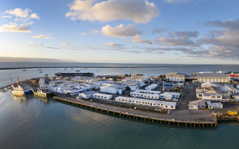 An aerial view of New Zealand-based seafood company Sealord's operations in Nelson