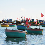 Vietnamese fishing boats in the water