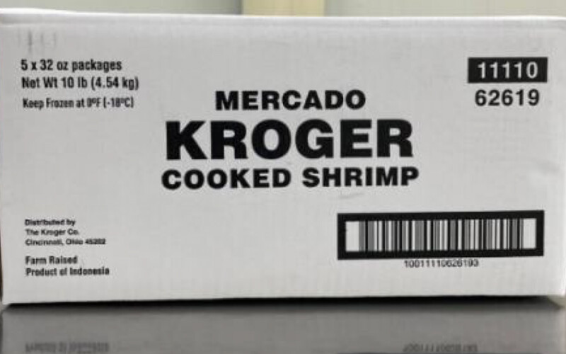 A box of Kroger shrimp
