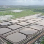 An aerial view of Seafarms Group Limited's prawn farms