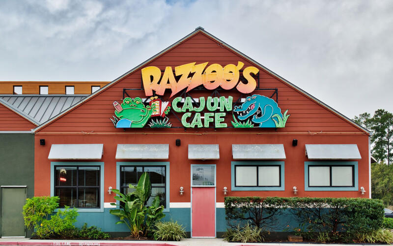 The front facade of a Razzoo's Cajun Cafe