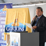 Nissui Corporation CEO Teru Tanaka delivering a speech at the Gorton's plant opening