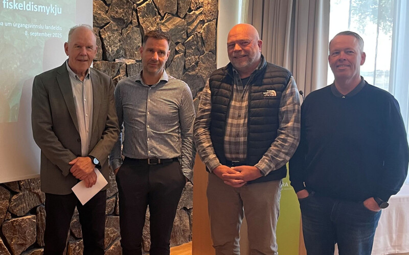 Representatives from First Water, Laxey, Samherji Fishfarming, and Thor Salmon at a meeting