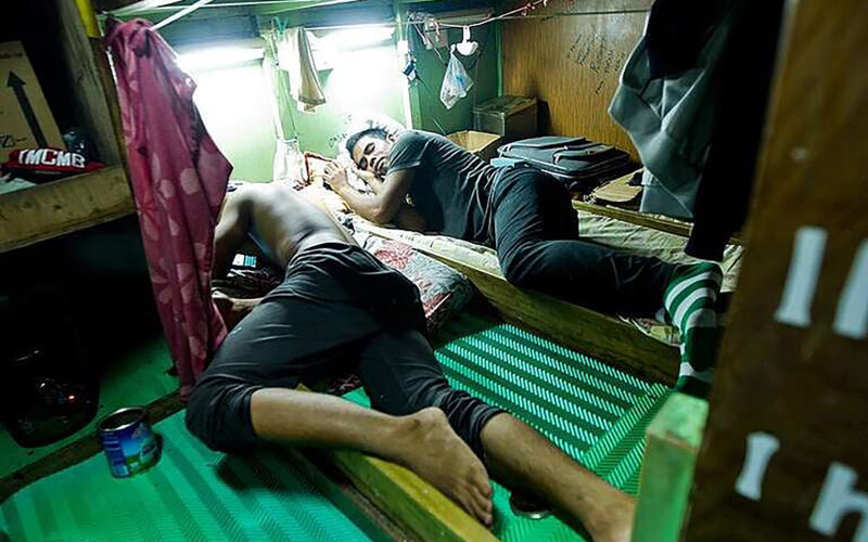 Fishers sleeping on a vessel