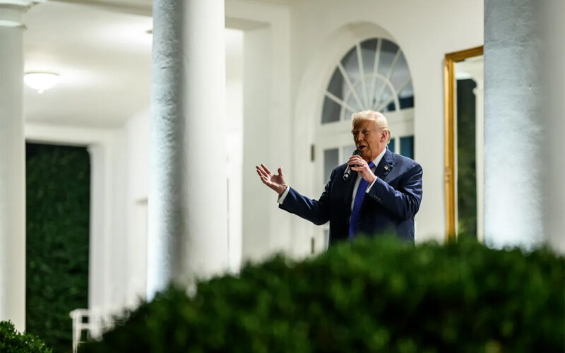 U.S. President Donald Trump in the Rose Garden at the White House