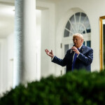 U.S. President Donald Trump in the Rose Garden at the White House