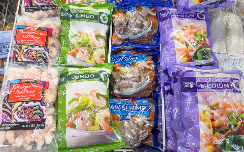 Frozen shrimp at a Trader Joe's store in Los Angeles, California, U.S.A.