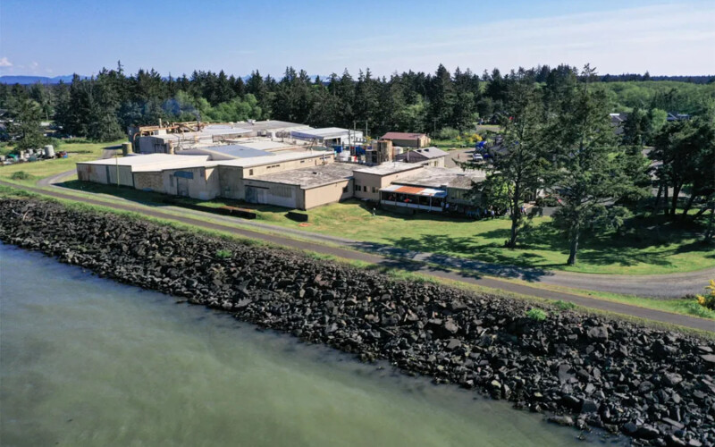 An aerial view of Pacific Bio Products' facility in Warrenton, Oregon.